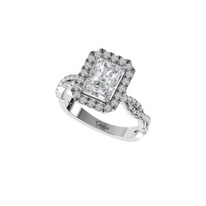 Celestia Emerald Halo Diamond Ring