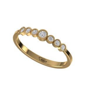 Aurielle Cascade Diamond Band 3D angle view featuring gold setting and cascading lab grown diamonds by Parthvi Lab