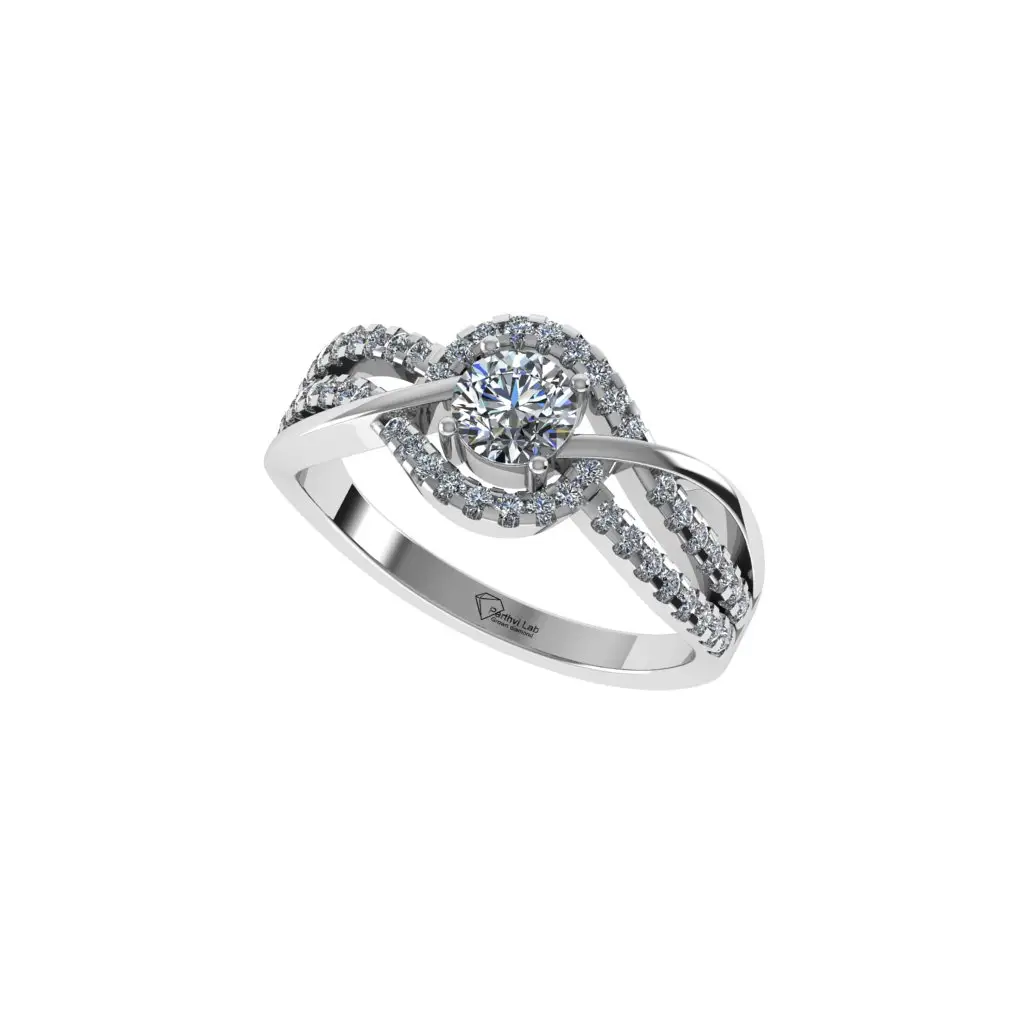 Round Cut Diamond Ring Aurevia Halo Twist Diamond Ring DR0004 Parthvi Lab