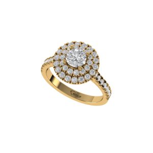 Golden Heart Halo Diamond Ring