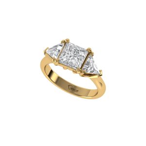 Princess Cut Diamond Ring Royale Trinity Princess DR0087 Parthvi Lab Three Quarter Angle