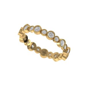 Celestia Orbit Eternity Band 3D angle view featuring round lab grown diamonds in gold setting by Parthvi Lab