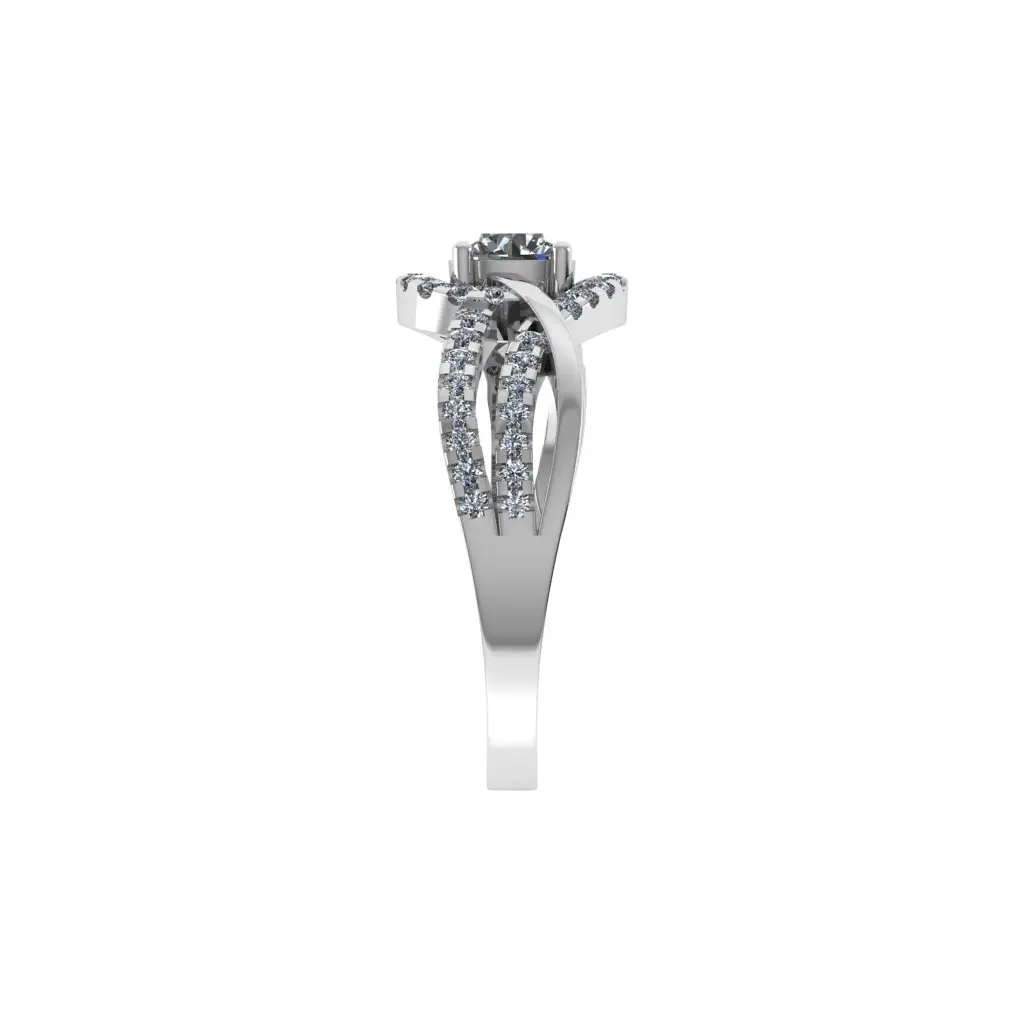 Round Cut Diamond Ring Aurevia Halo Twist Diamond Ring DR0004 Parthvi Lab rear view