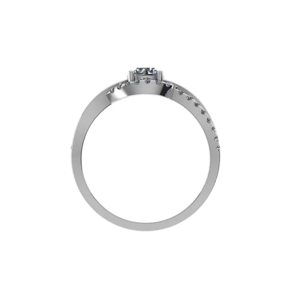 Round Cut Diamond Ring Aurevia Halo Twist Diamond Ring DR0004 Parthvi Lab side view