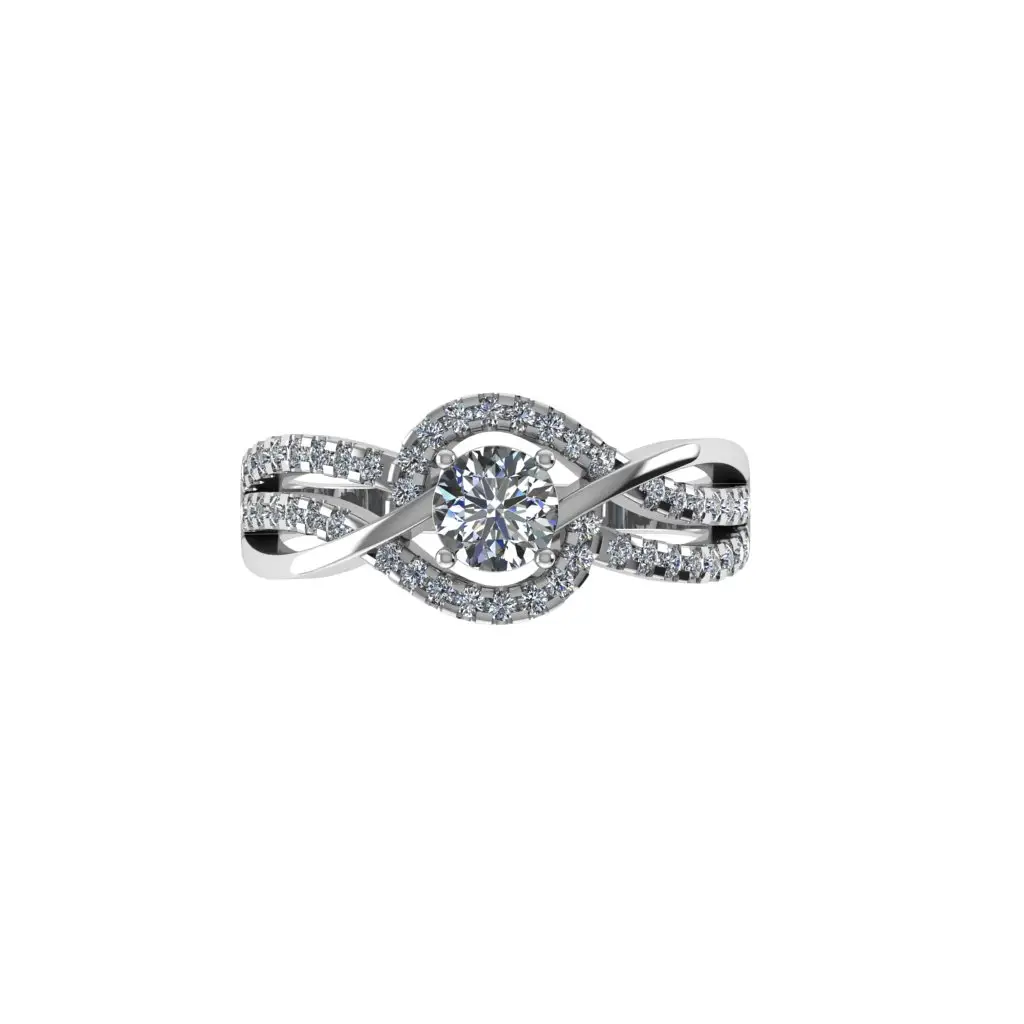 Round Cut Diamond Ring Aurevia Halo Twist Diamond Ring DR0004 Parthvi Lab