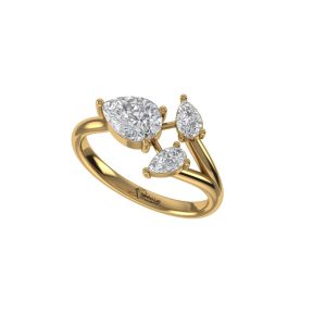 Pear Cut Diamond Ring Seraphine Pear Trio DR0105 Parthvi Lab Back Angle