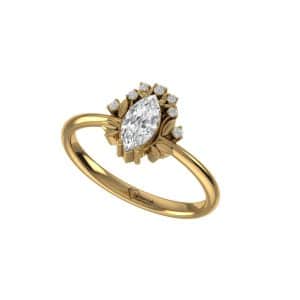 Marquise Diamond Ring Florevine DR0102 3/4 angle view Parthvi Lab