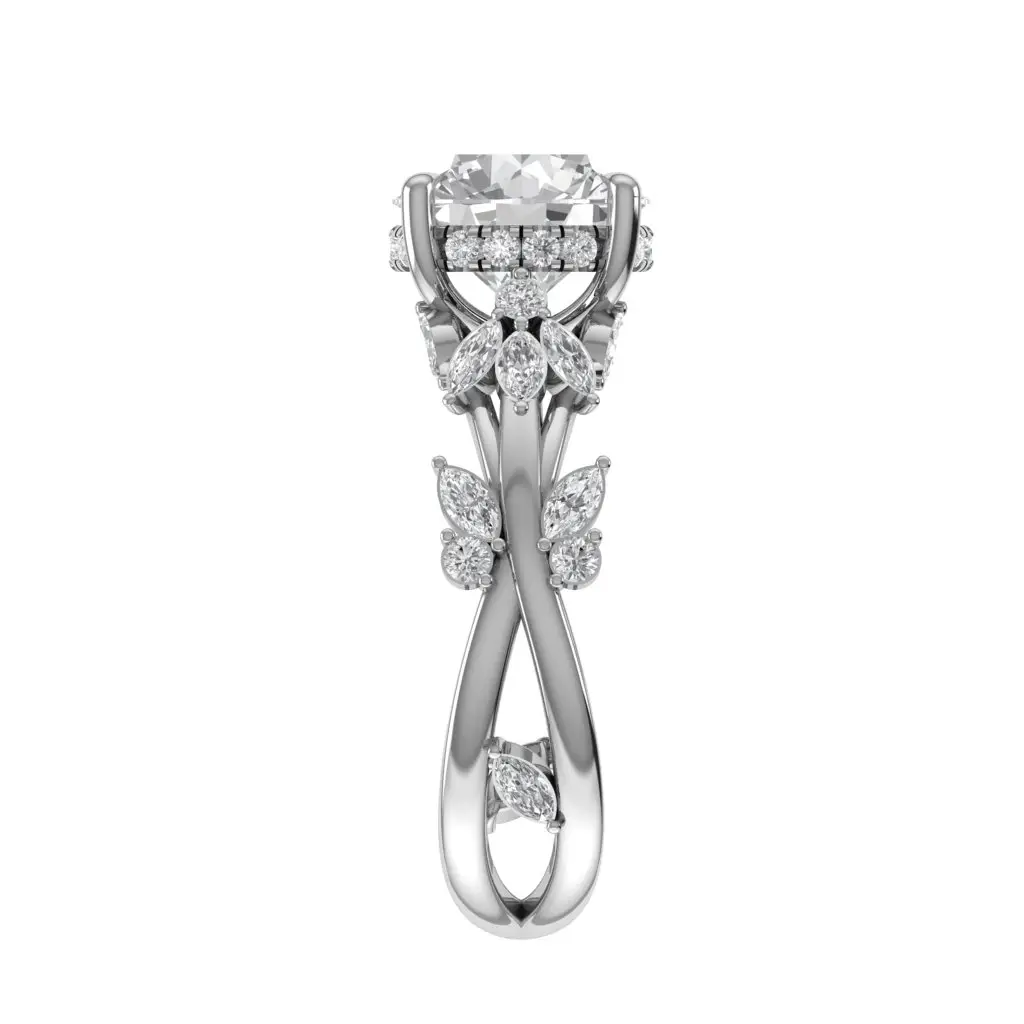 Round Cut Lab-Grown Diamond Engagement Ring Eterna Bloom DR0002 Parthvi Lab back view