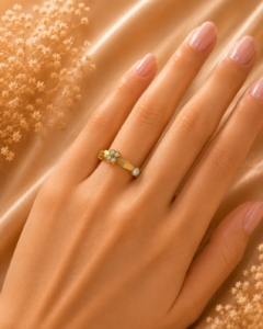 Round Cut Ring Side View | Florelle Petal Diamond Band | Parthvi Lab